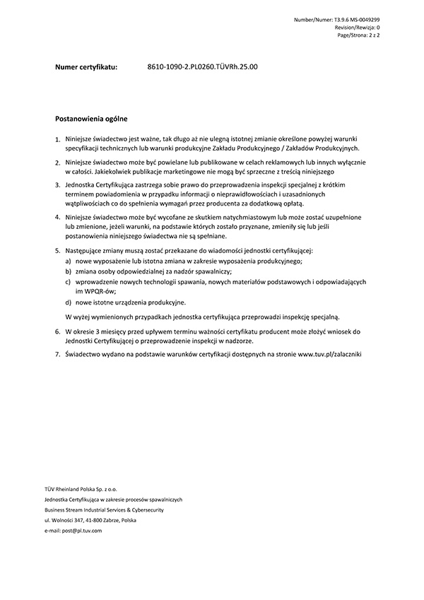 Świadectwo spawalnicze PL — strona 2